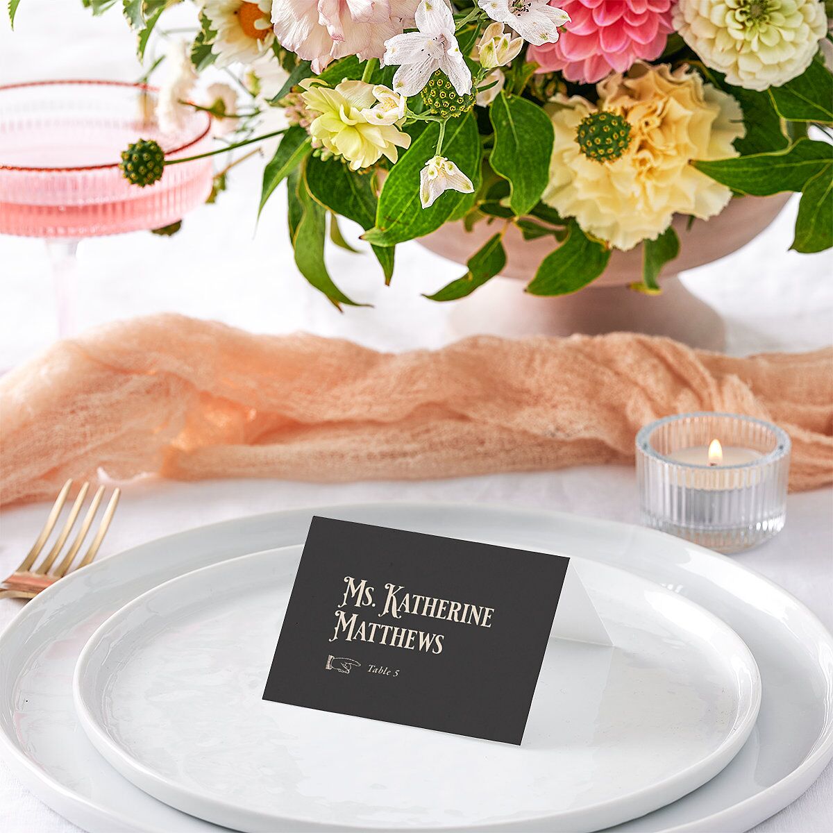 Steampunk Vintage Place Cards Charcoal Signature