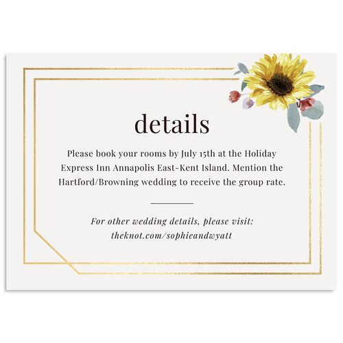 Floral Frame Wedding Enclosure Cards Gold Daisy Signature Standard