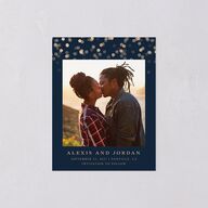 Elegant Glow Save the Date Petite Cards Navy Signature smooth Blank No Standard