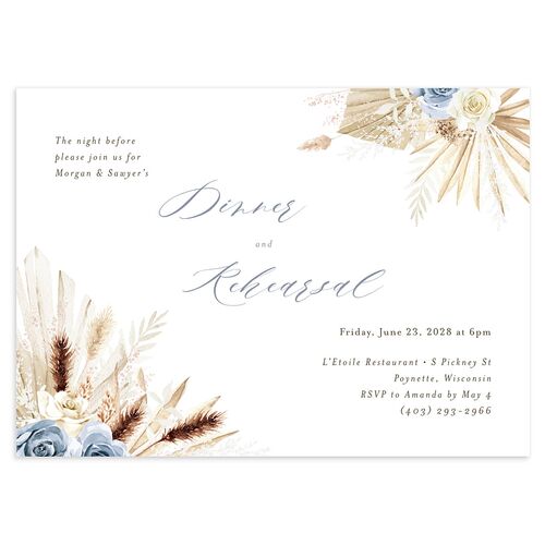 Western Floral Rehearsal Dinner Invitations Dusty Blue Signature Blank Standard