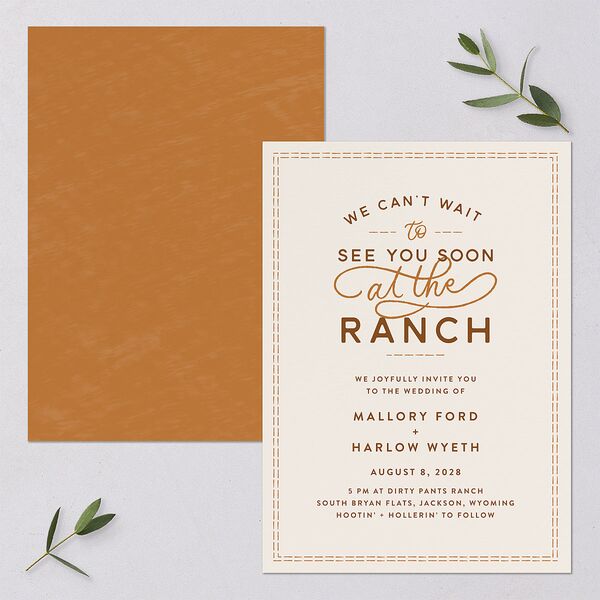 Western Denim Wedding Invitations Champagne Signature Blank No Standard