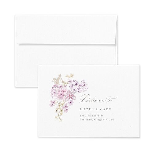 Luxury Floral Response Card Envelopes White Amethyst Return Address Signature Standard