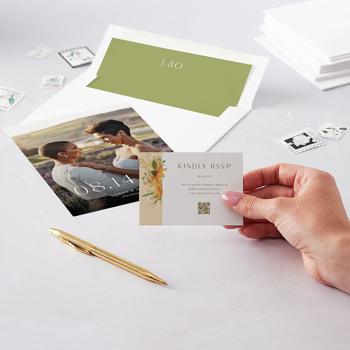 Sweet Sunflowers QR Code RSVP Cards Marigold Signature Standard