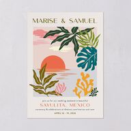 Impressionist Paradise Wedding Invitations Salmon Signature Blank No