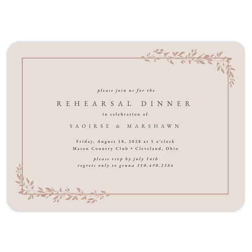 Dainty Frame Rehearsal Dinner Invitations Dusty Rose Signature Blank Rounded