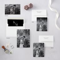 Monogram Slant Save the Date Petite Cards Licorice Signature smooth Blank No Standard