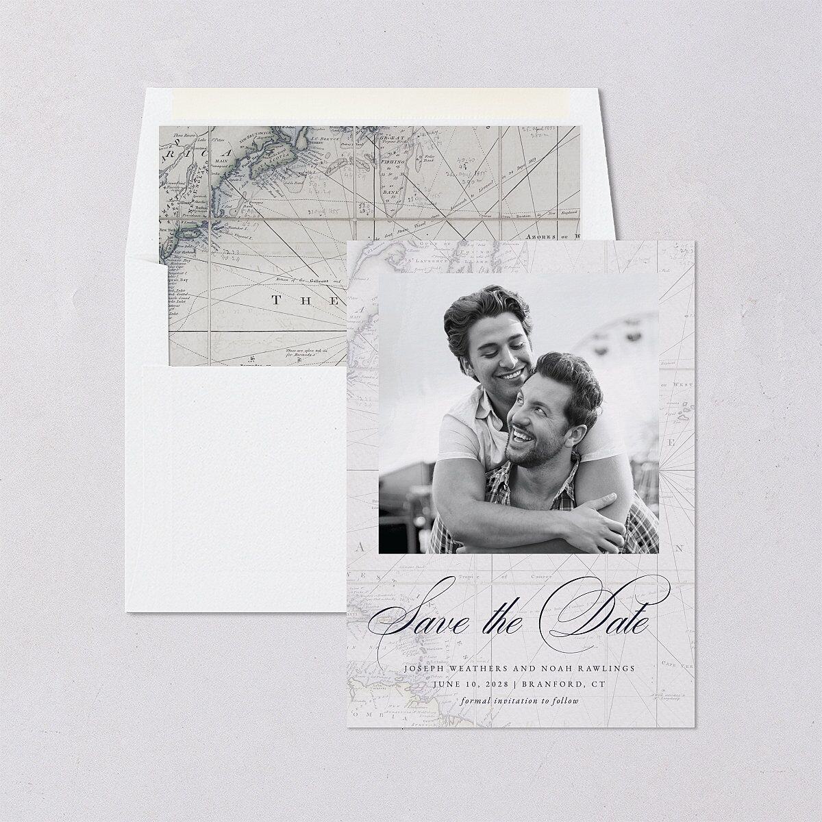 Formal Nautical Save The Date Cards Moody Blue Signature smooth Blank No Standard