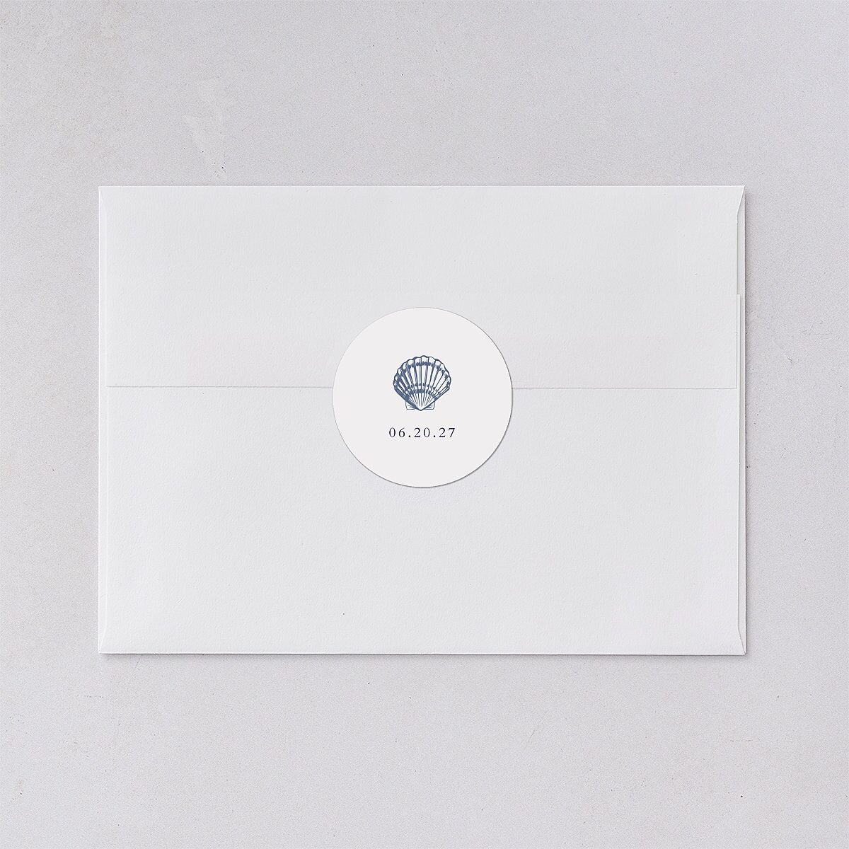 Classic Shell Wedding Stickers Royal Blue Circle