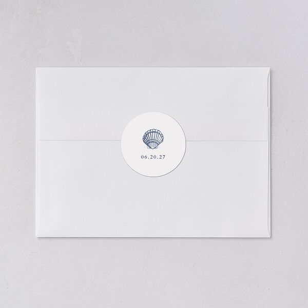 Classic Shell Wedding Stickers Royal Blue Circle