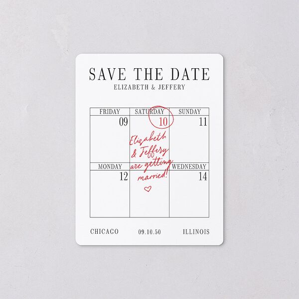 Classic Circled Calendar Date Save The Date Magnets Pure White Magnet Paper