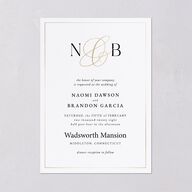 Romantic Ampersand Wedding Invitations Pure White Gold No Signature Blank