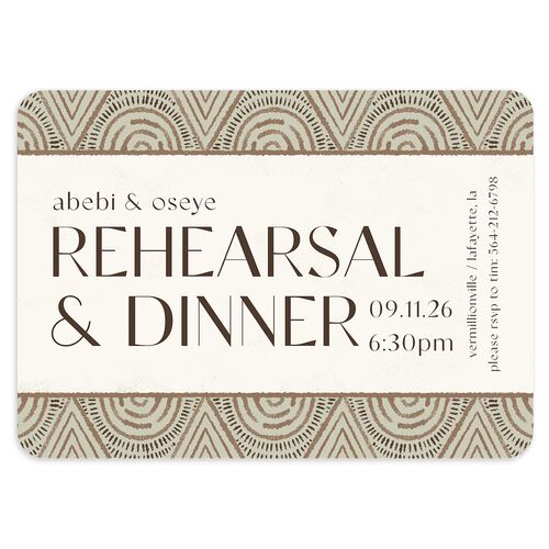 Sahara Pattern Rehearsal Dinner Invitations Bisque Signature Blank Rounded