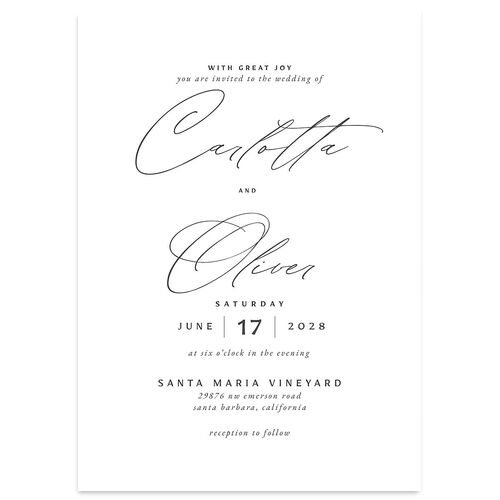 Simply Classic Wedding Invitations Charcoal Signature Blank No Standard