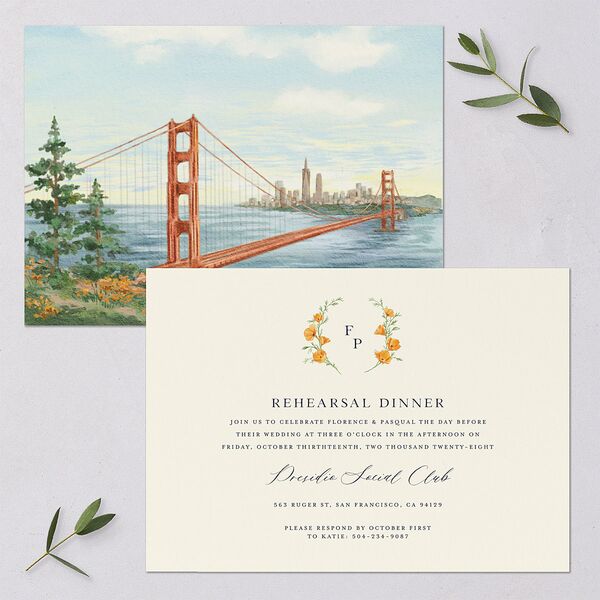 Scenic San Francisco Rehearsal Dinner Invitations Pale Blue Signature Blank Standard