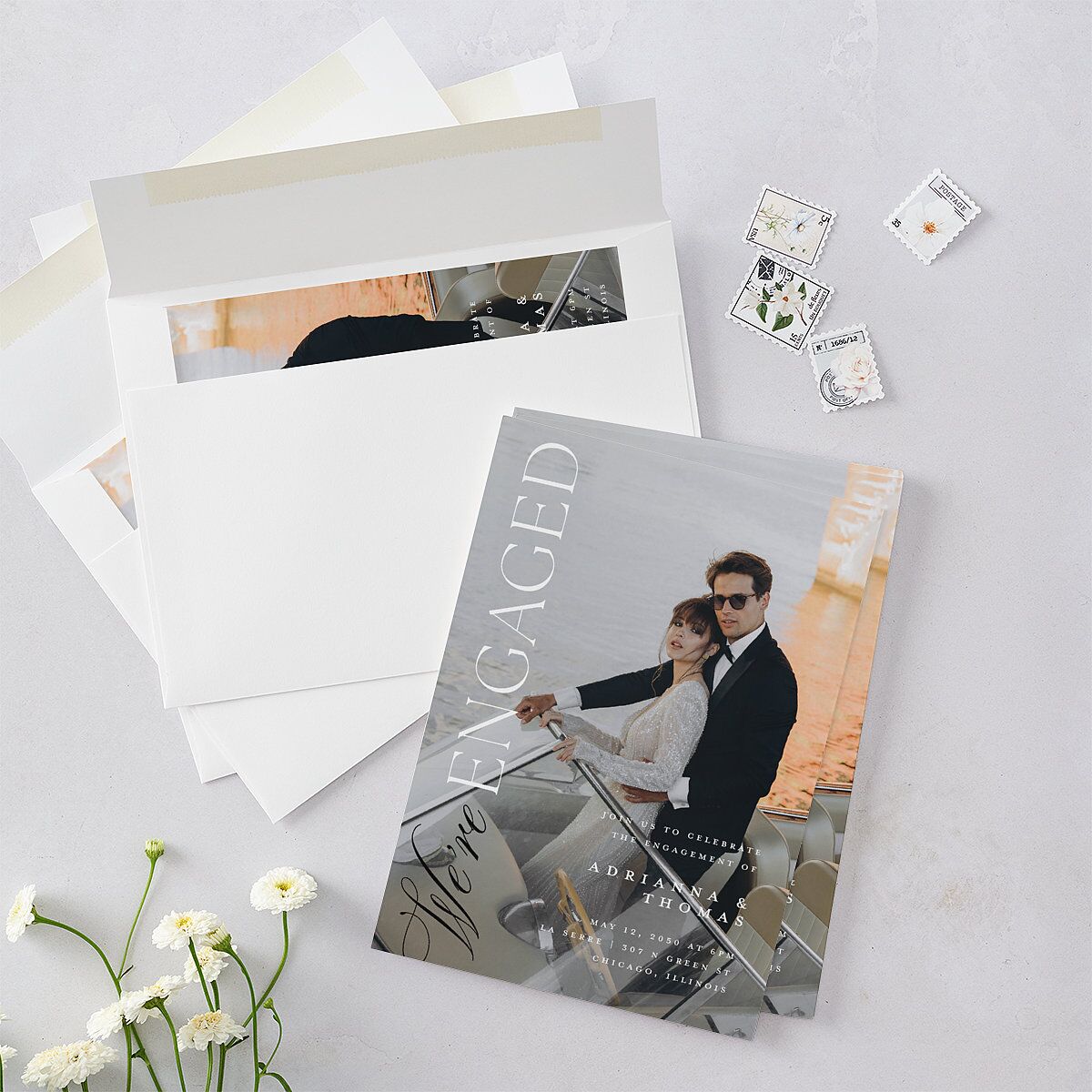 Classic Capture Engagement Party Invitations Midnight Signature Blank Standard