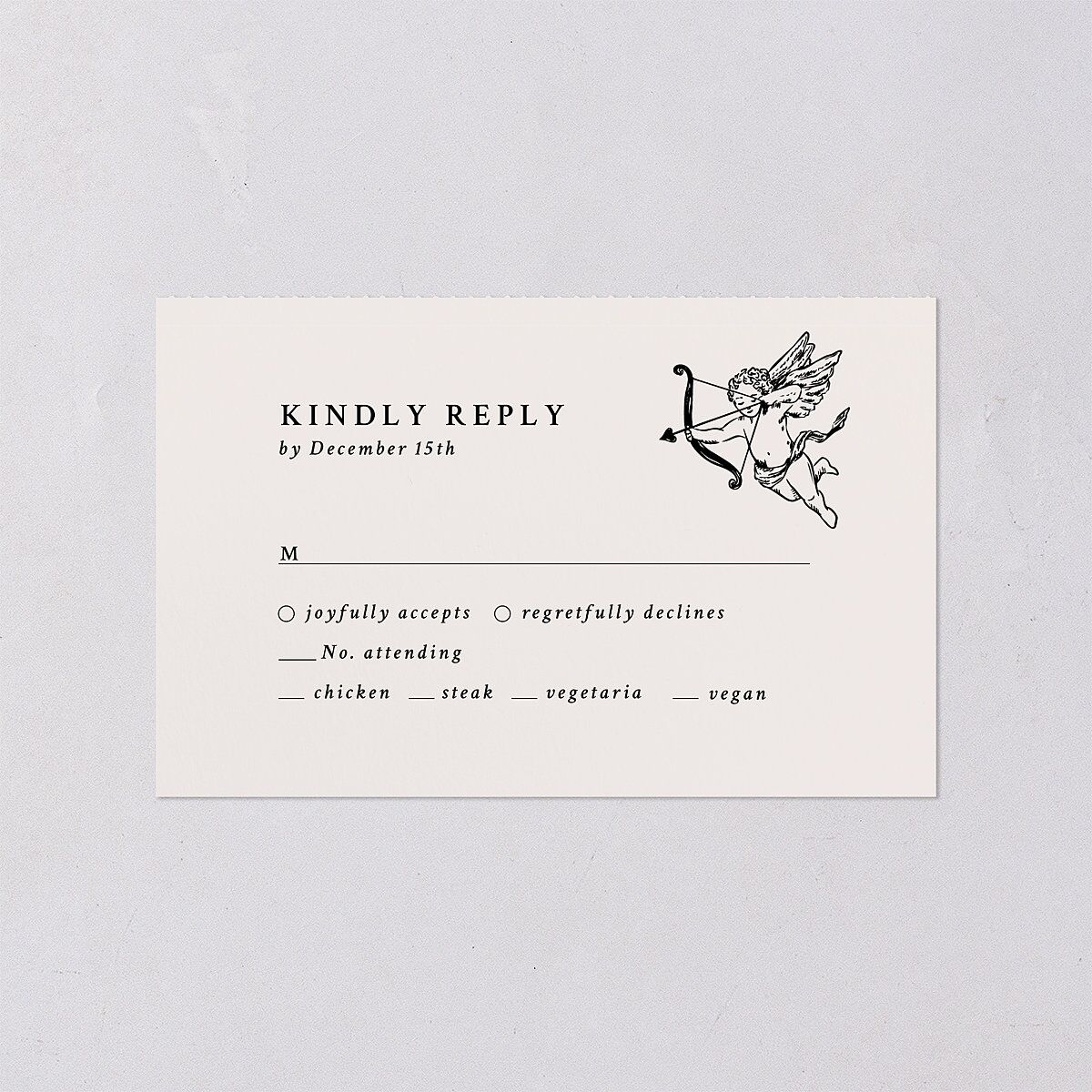 Hand Drawn Vintage Locket All-in-One Wedding Invitations Linen Signature Light Both Recipient and Return Addresses No