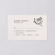 Hand Drawn Vintage Locket All-in-One Wedding Invitations Linen Signature Light Both Recipient and Return Addresses No