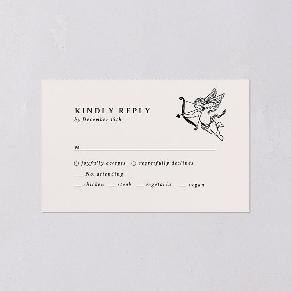 Hand Drawn Vintage Locket All-in-One Wedding Invitations Linen Signature Light Both Recipient and Return Addresses No