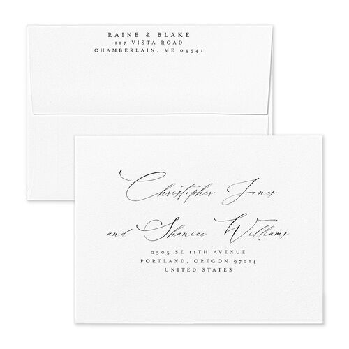 Vintage Gothic Thank You Card Envelopes White Licorice Both Recipient and Return Addresses Signature Standard