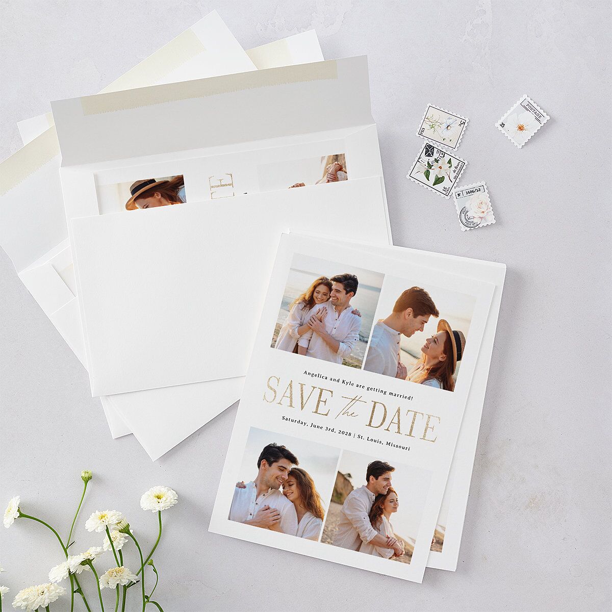 Classically Gilded Save the Date Cards — view 5