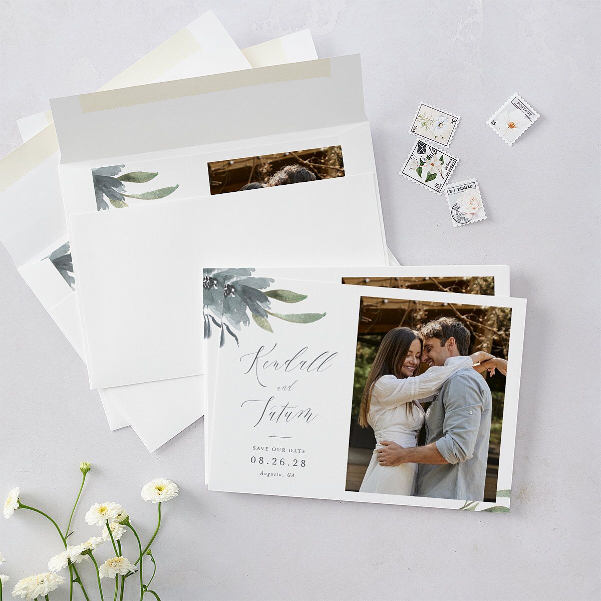 Muted Floral Save The Date Cards — view 5