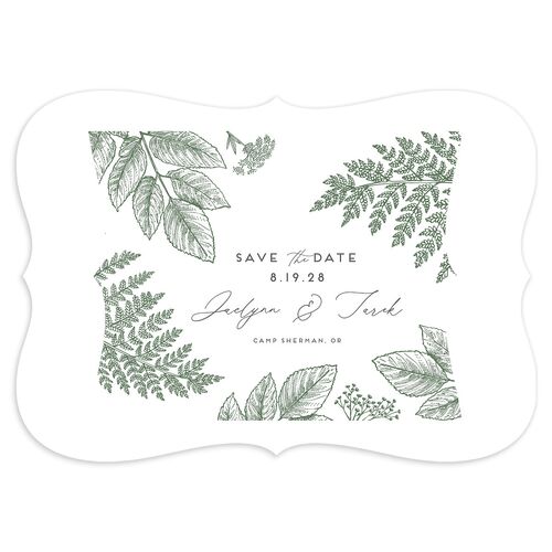 Botanical Frame Save The Date Cards Hunter Green Signature Blank No Bracket