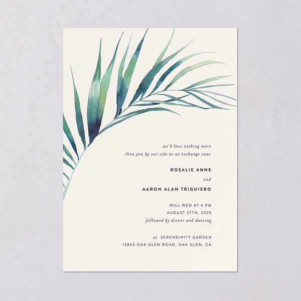 Palm and Protea Wedding Invitations Sky Signature Blank No Standard