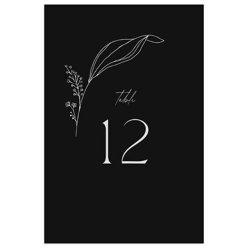 Minimalist Accent Leaf Table Numbers Charcoal Signature
