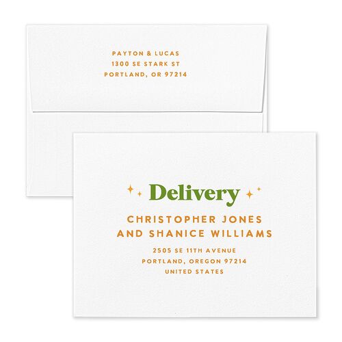 Colorful Retro Stripes Thank You Card Envelopes White Sea Foam Both Recipient and Return Addresses Signature Standard