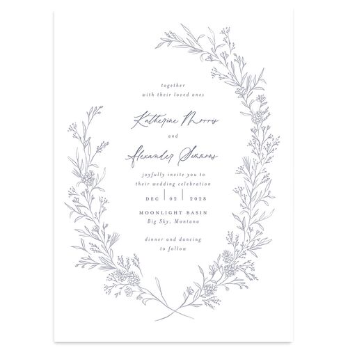 Romantic Branches Wedding Invitations Dusty Blue Signature Blank No Standard