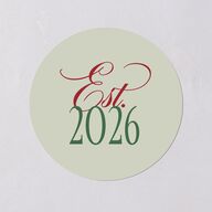 Married Christmas Calligraphy Holiday Stickers Hunter Green Circle