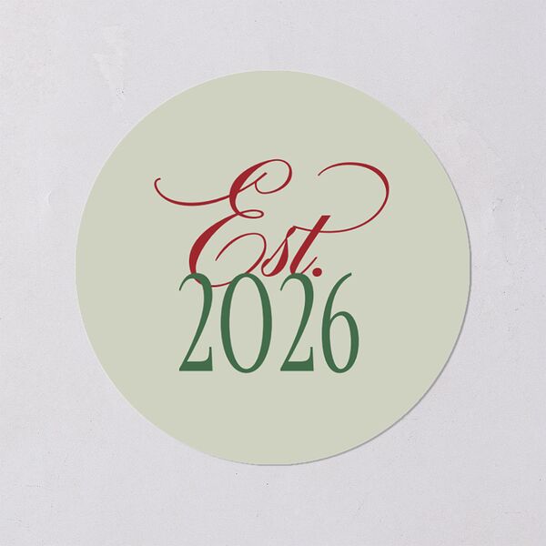 Married Christmas Calligraphy Holiday Stickers Hunter Green Circle