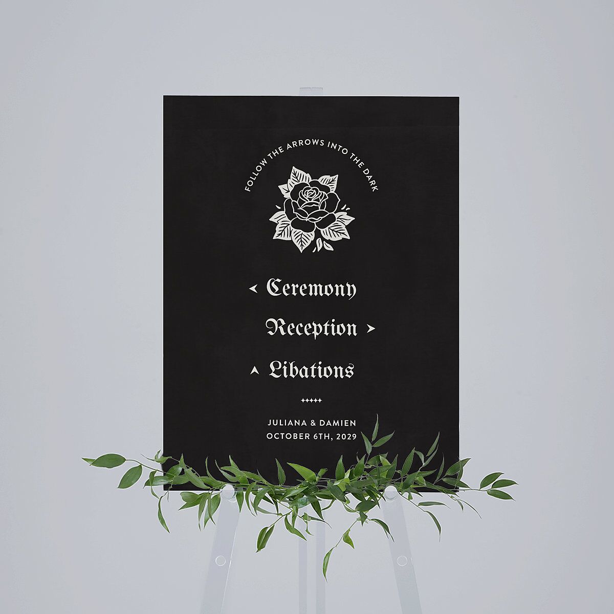 Moody Gothic Rose Standard Direction Sign Medium Midnight Standard Indoor Foam Core M Direction