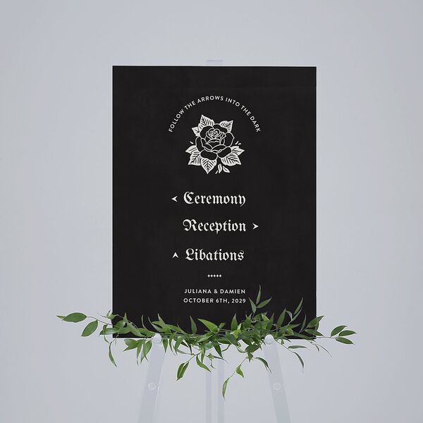 Moody Gothic Rose Standard Direction Sign Medium Midnight Standard Indoor Foam Core M Direction