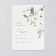Elegant Pastel Floral Wedding Invitations Pure White Signature Blank No Rounded