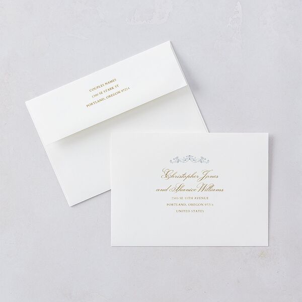 Romantic Rococo Save The Date Cards Dusty Blue Signature smooth Blank No Standard