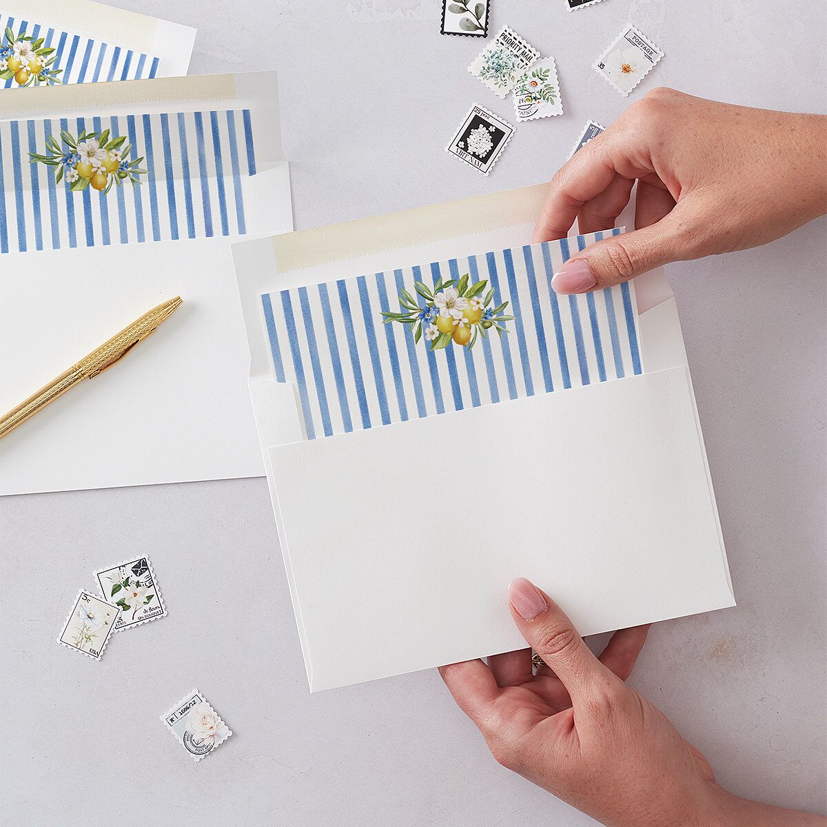 Romantic Italian Coastal Lemons Bridal Shower Envelope Liners Sapphire Standard