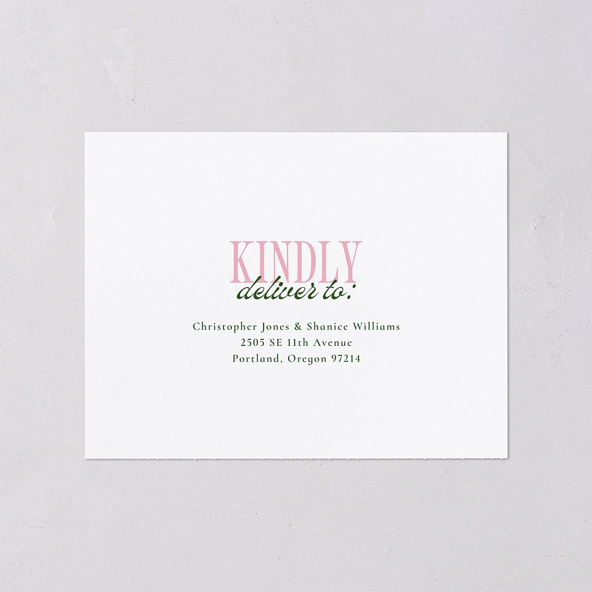 Wavy Frame Photo All-in-One Wedding Invitations Scottish Green Signature Light Both Recipient and Return Addresses No