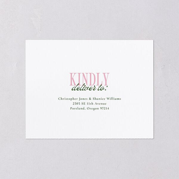Wavy Frame Photo All-in-One Wedding Invitations Scottish Green Signature Light Both Recipient and Return Addresses No