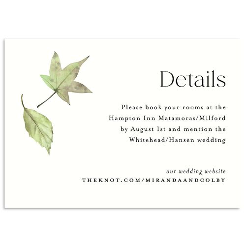Falling Leaves Wedding Event Detail Cards Cotton Signature Standard