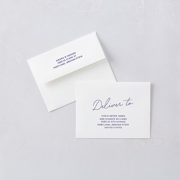 Hand Drawn Wavy Border Save the Date Petite Cards Sapphire Signature smooth Blank No Standard