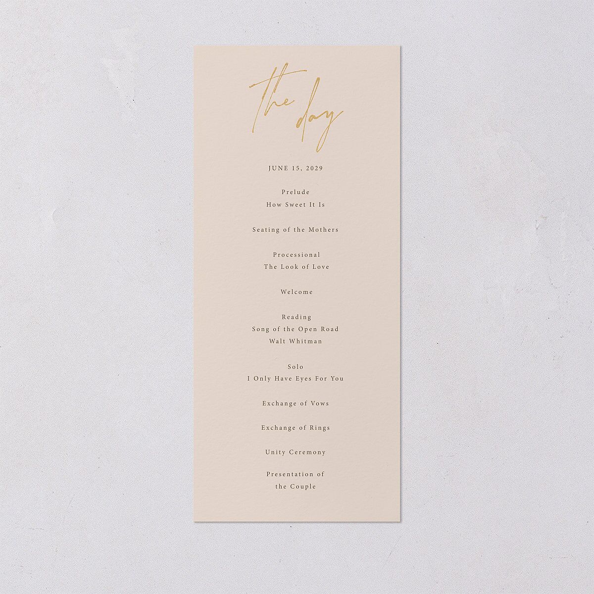 Just Love Wedding Programs Gold Sand Signature