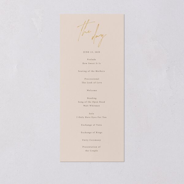 Just Love Wedding Programs Gold Sand Signature