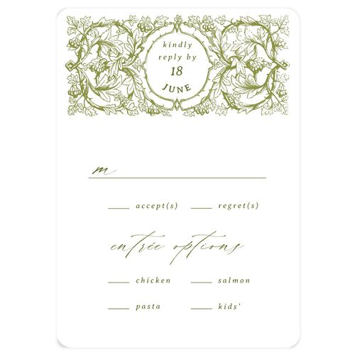 Vintage Toile Wedding Response Cards Dark Camo Signature Rounded