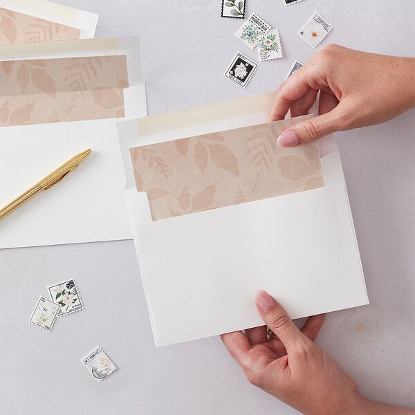 Elegant Botanical Autumn Floral Envelope Liners Soft Peach Standard