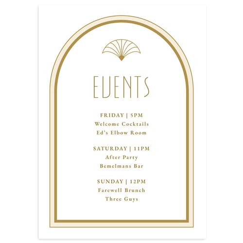 Gatsby Deco Arch Wedding Enclosure Cards Pure White Signature Standard