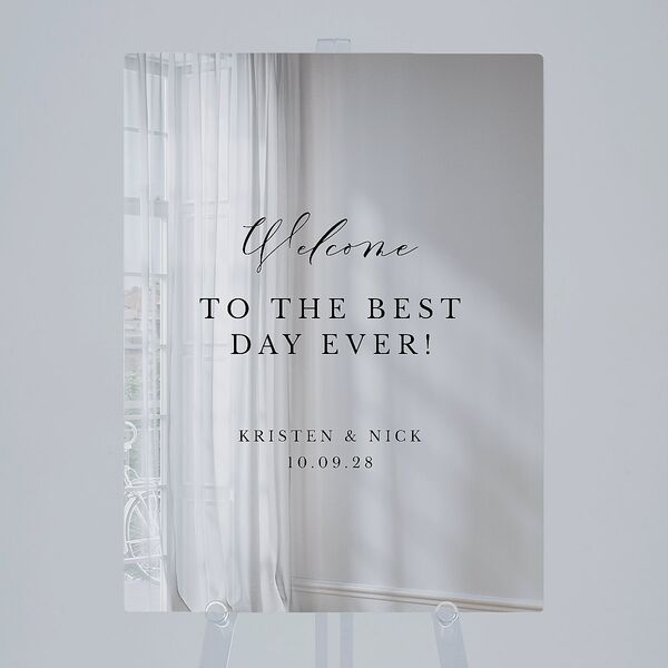 Eucalyptus Frame Mirrored Acrylic Welcome Sign Medium Pure White Mirrored Acrylic M Welcome Standard