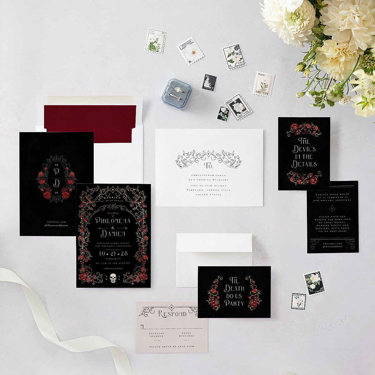 Gothic Gate Foil Wedding Invitations Gold Licorice Signature Blank No Standard