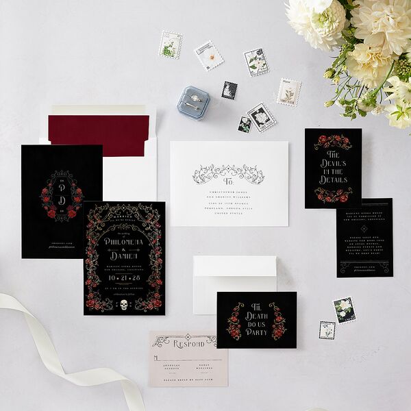 Gothic Gate Foil Wedding Invitations Gold Licorice Signature Blank No Standard