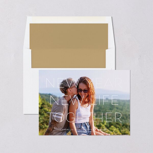 Bright New Year Holiday Cards Tan Signature
